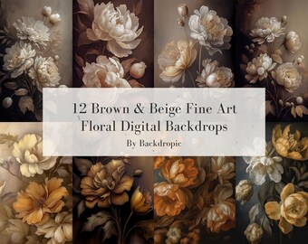 12 Beige Skinny Canvas Digital Floral Backdrops Maternity Backdrop Overlays Digital Background Overlays Fine Art Textures Photoshop Overlays