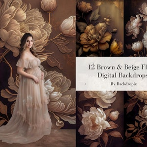 12 Beige Floral Digital Backdrop Overlays Maternity Digital Overlay Maternity Digital Background Fine Art Textures Photoshop Overlay Flowers