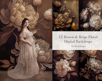 12 Beige Floral Digital Backdrop Overlays Maternity Digital Overlay Maternity Digital Background Fine Art Textures Photoshop Overlay Flowers