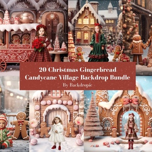 Gingerbread Christmas Digital Download Christmas Backdrop Photoshop Overlays Christmas Digital Background for Kids Newborn Digital Backdrop