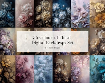 56 Floral Skinny Canvas Digital Floral Backdrops Maternity Backdrop Overlays Digital Background Overlay Fine Art Textures Photoshop Overlays