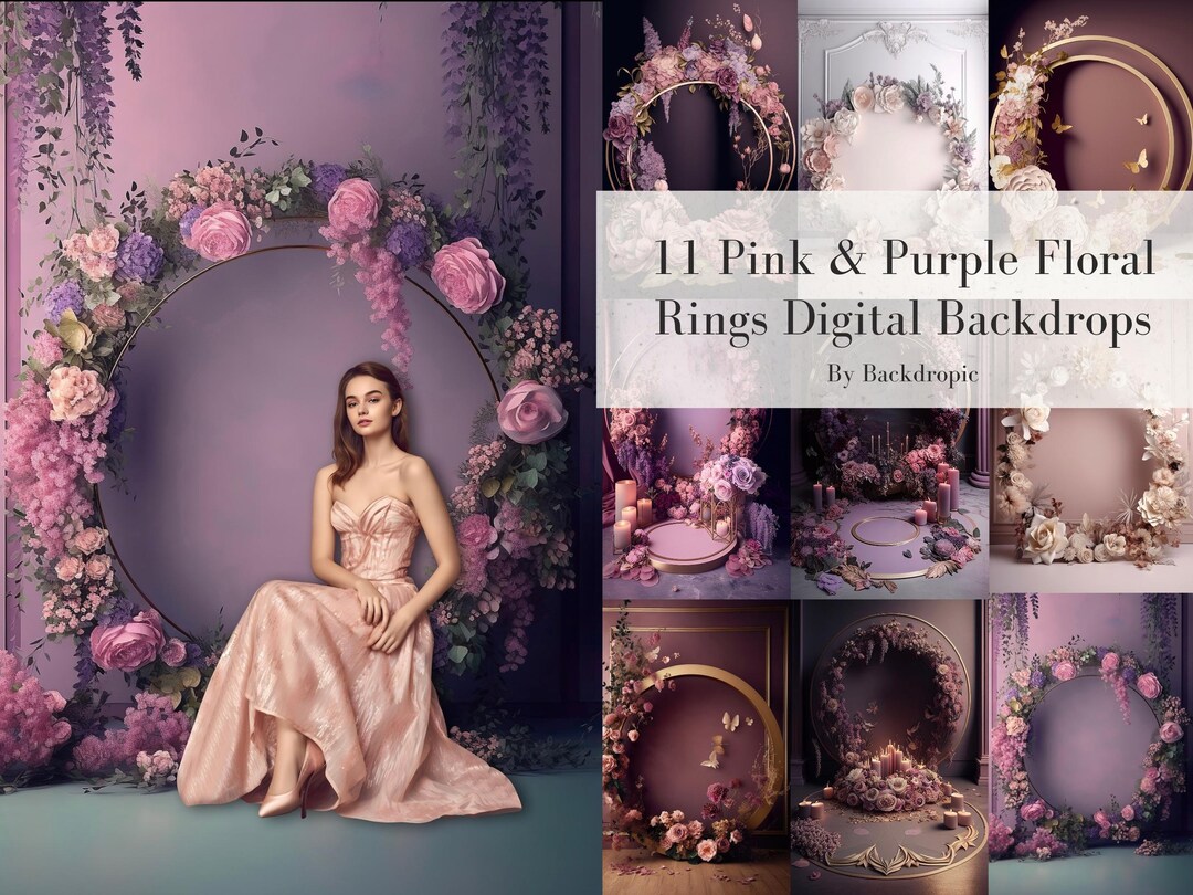 11 Floral Ring Backdrop Overlays Maternity Digital Backdrop Floral Hoop ...