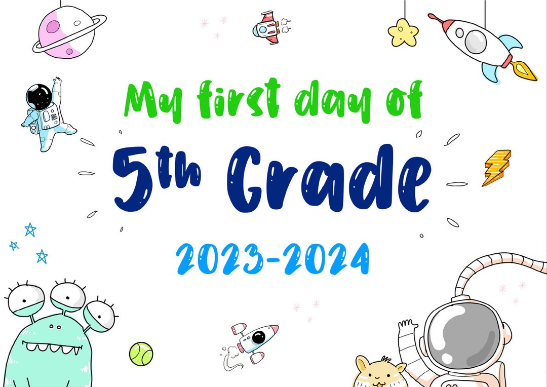 first-day-of-5th-grade-sign-printable-first-grade-sign-etsy