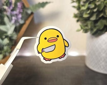 Duck With A Knife Meme Sticker, Gym sticker, laptop sticker, phone sticker, Kindle sticker, Construction Sticker, Military Sticker, Nurse