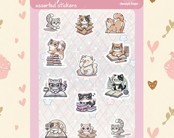 Cute Cat Sticker Sheet - Cute Kitty Stickers - Kawaii Kitty Stickers - Bullet Journal Stickers | Planner | Scrapbook | Kindle Sticker