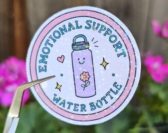 Emotional Support Water Bottle Sticker – Funny Anti-Social Meme – Cute Frog, Laptop, Water Bottle, Planner, Kindle, Gym Sticker