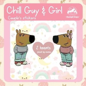 Just a Chill Guy and Chill Girl Stickersheet, TikTok Trending, Funny Saying, Valentine's Day Stickers, Gift for her, Kindle sticker