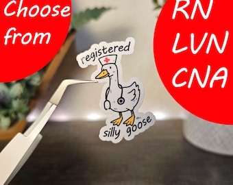 Registered Silly Goose Nurse Sticker, Funny Sticker, Kindle Sticker, Gym Sticker, Laptop Sticker, CNA Sticker, RN sticker, LVN sticker