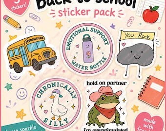 Back to School Sticker Pack | 5 Funny Stickers | Student Sticker Pack | Water Bottle Stickers | Laptop Stickers | School Gift