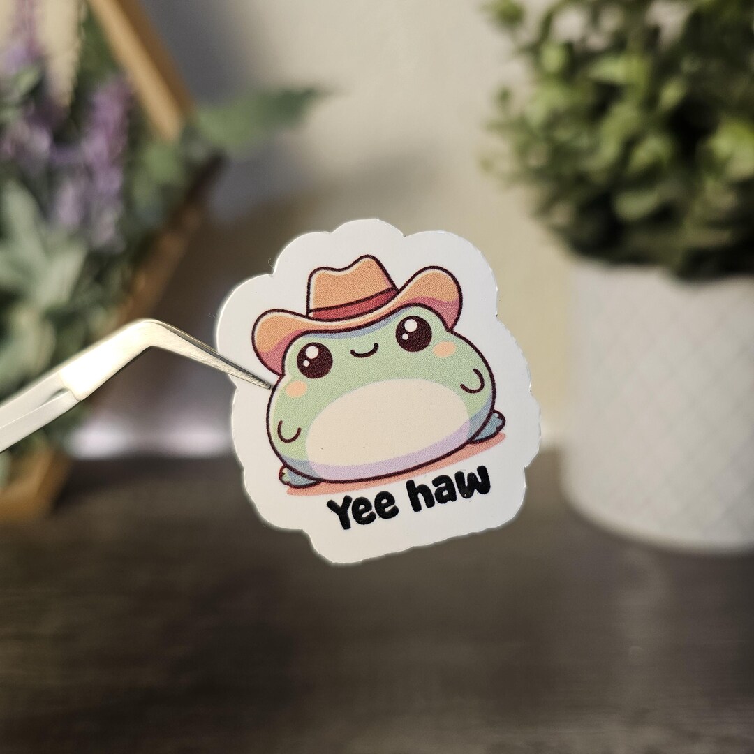 Cowboy Frog Sticker Cowboy Frog Sticker – Yee Haw Frog Vinyl Sticker – Cute Western Frog ...