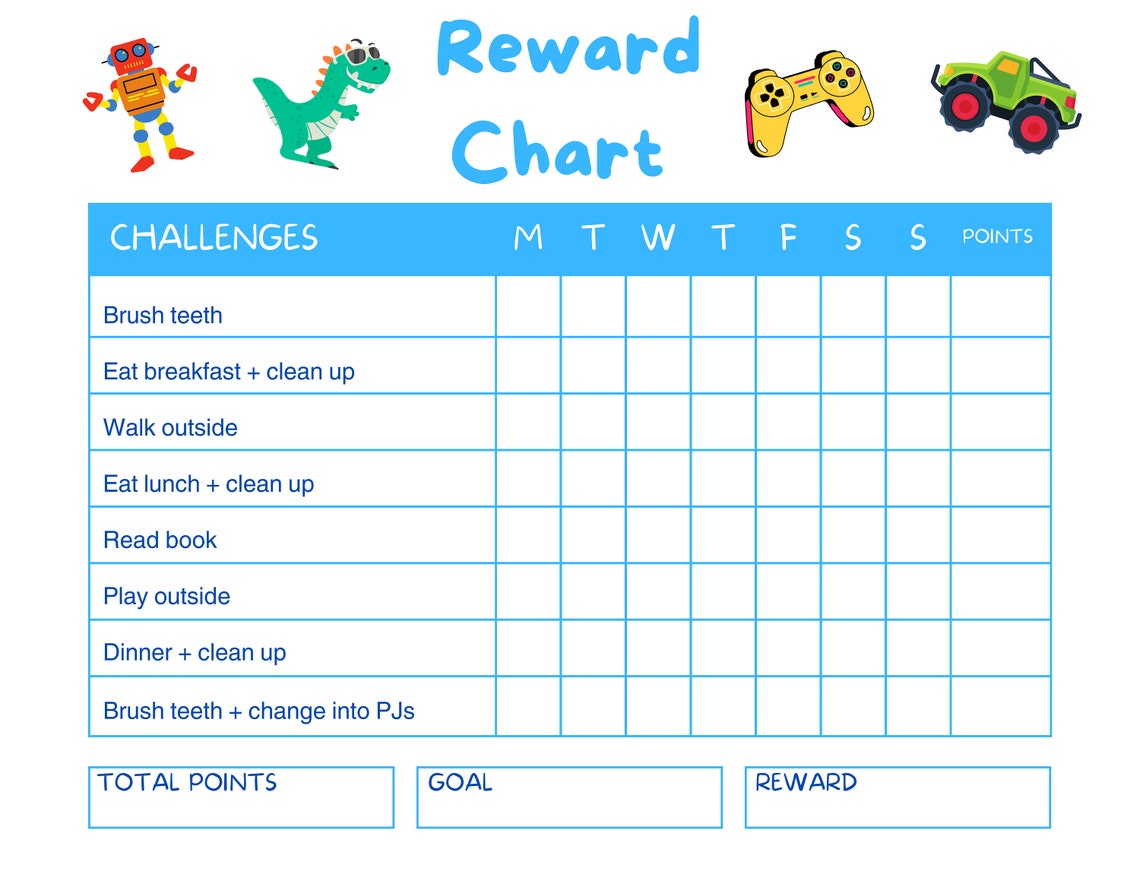 Editable Printable Kids Rewards Chart Customisable Behaviour Chart for ...