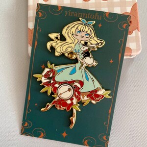 Alice Enamel Pin! - Alice in Wonderland - Roses and White Rabbit Enamel ...