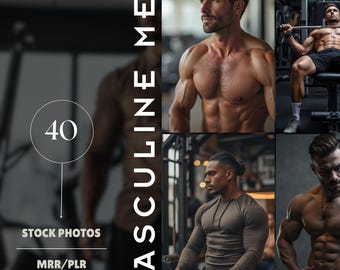 Aesthetic Men Stock Photo Bundle Muscular Man MRR & PLR Rights Digital Marketing Mens Lifestyle Luxury Images Gym Aesthetic Photos Masculine