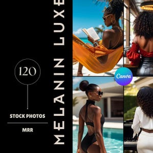Melanin Boss Lady Stock Photos with MRR & PLR Rights, Instagram Reels, Word press Use, Luxe Images, Digital Marketing, Faceless Aesthetic