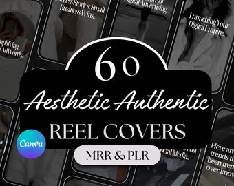 60 Aesthetic Reel Covers, Canva Templates, Resell Rights (Digital Download)