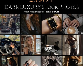 Dark Luxury Stock Photos, Faceless Aesthetic, MRR PLR (PNG, Canva)