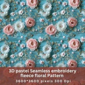 3D blue Pink Floral Seamless Pattern Repeating File for Fabric Sublimation Download Digital Paper Scrapbook Journal Surface Design Wallpaper