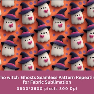 3D Boho witch  Ghosts Seamless Pattern Repeating File for Fabric Sublimation Floral Ghost Digital Paper Craft Tumbler Design 3d Wallpaper