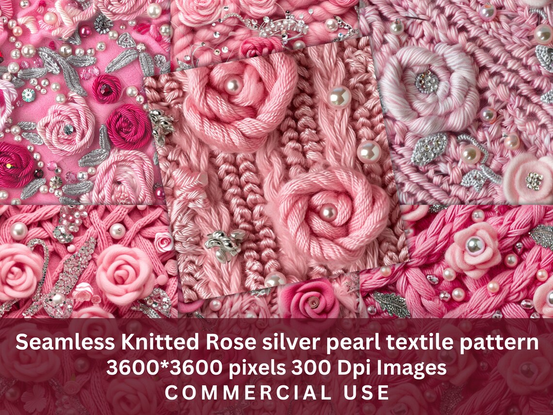 Seamless Knitted Floral Rose Seamless File, Digital Faux Embroidery ...