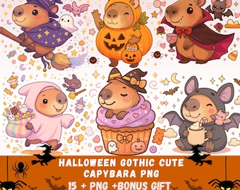 Halloween capibara clipart schattige aquarel pngs spooky capibara kunst voor Halloween decor, uitnodigingen, ambachten en sublimatie