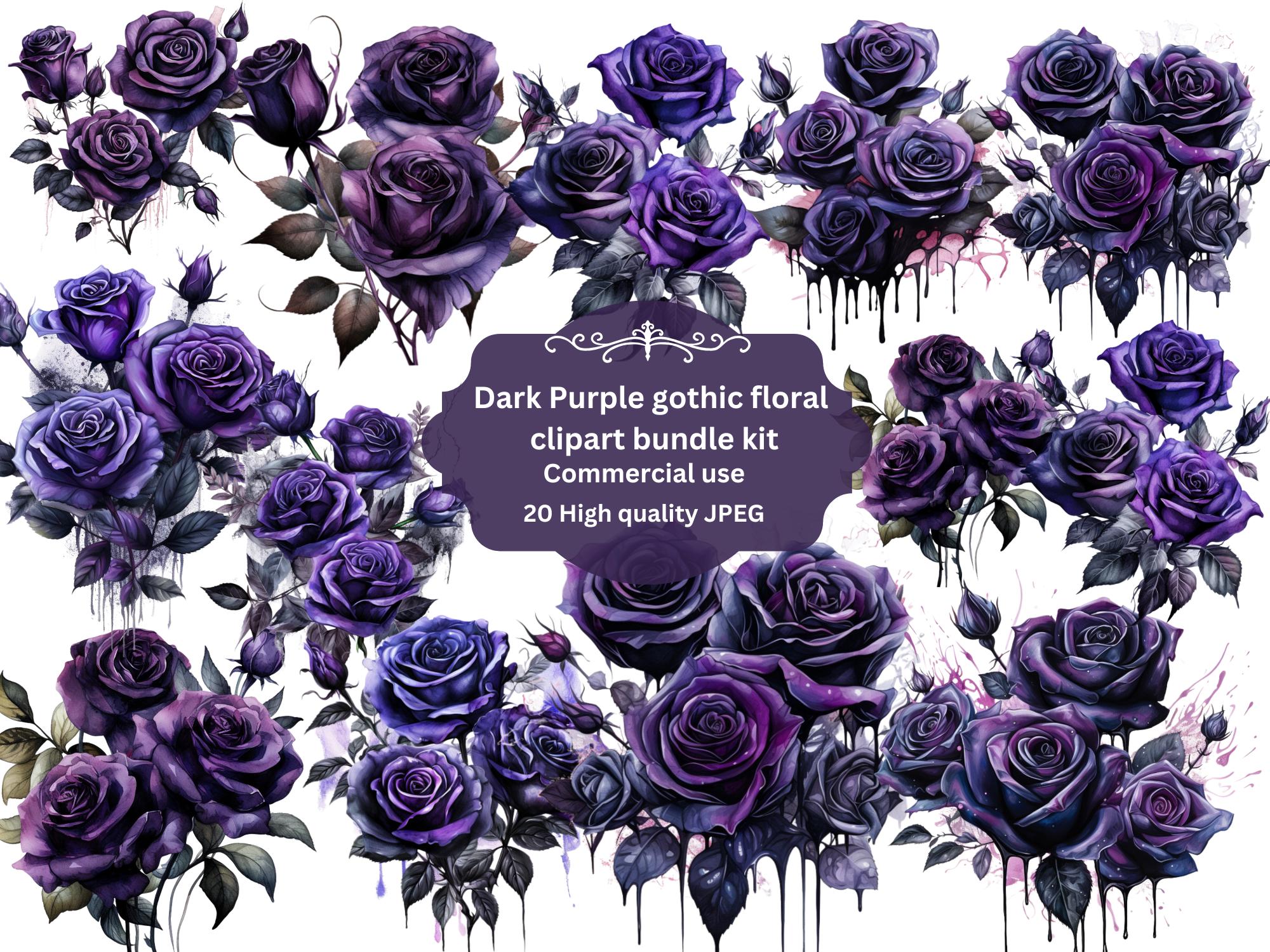 Gothic Purple Rose Clipart Bundle 25 Png Images Dark Fantasy ...