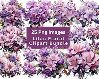 Akvarell lila blommor clipart, lila blomma, lila bukett, lila blomma png, lavendel, bröllopsinbjudningar | lila bröllop