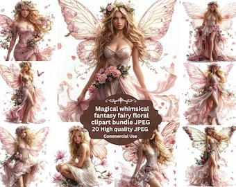 Niedliche Feen Garten Clipart Verzauberten Wald Rosa Feen Bundle Kommerzielle Nutzung, Junk Journal