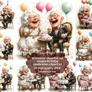 Velas de pastel de cumpleaños peculiares para abuelos / Imágenes prediseñadas JPG / Ilustración de celebración divertida para mujeres mayores / Descarga digital