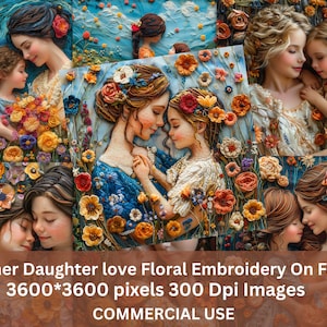 Vintage embroidery Printable beautiful Mother&#39;s Day Painting Ephemera Paper, Mothers and Daughters, Mothers and Daughters love , Instant