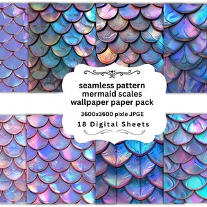 Mermaid Scales Digital paper, seamless mermaid tail scale textures with glitter lights and rainbow printable scrapbook paper commercial use