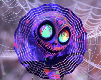 Halloween Jack Skellington PNG-sublimatie windspinner digitale download, gebrandschilderd glas jack ontwerp voor sublimatie op windspinners, png