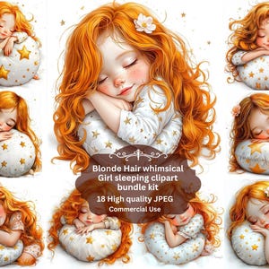 Girls sleeping  Clip Art High Res Watercolor Junk Journals, Scrapbooking, Card Making, Digital Download, Fantasy, Whimsical sleeping baby