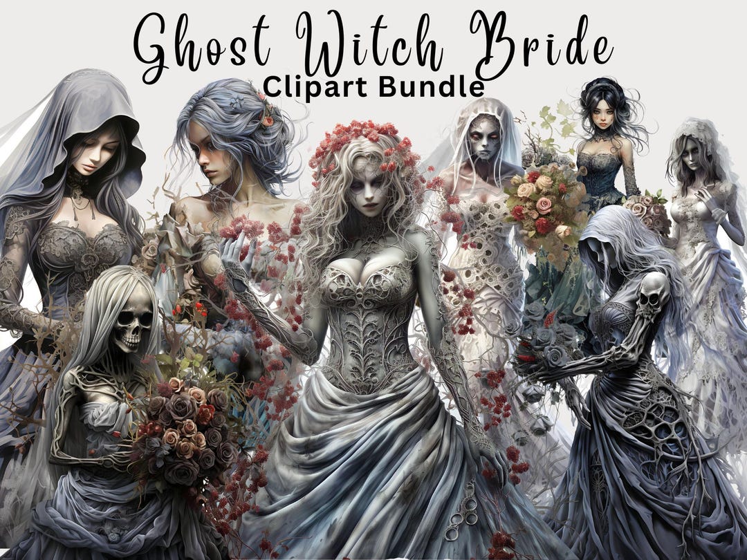 Watercolour Beautiful Ghost Bride Clipart Images, Spooky Clipart ...