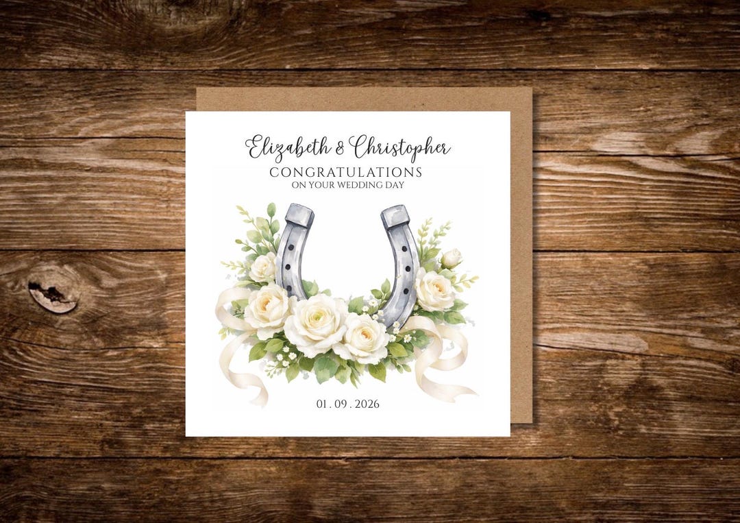 Personalised Horseshoe Wedding Card - Rustic Country Wedding ...