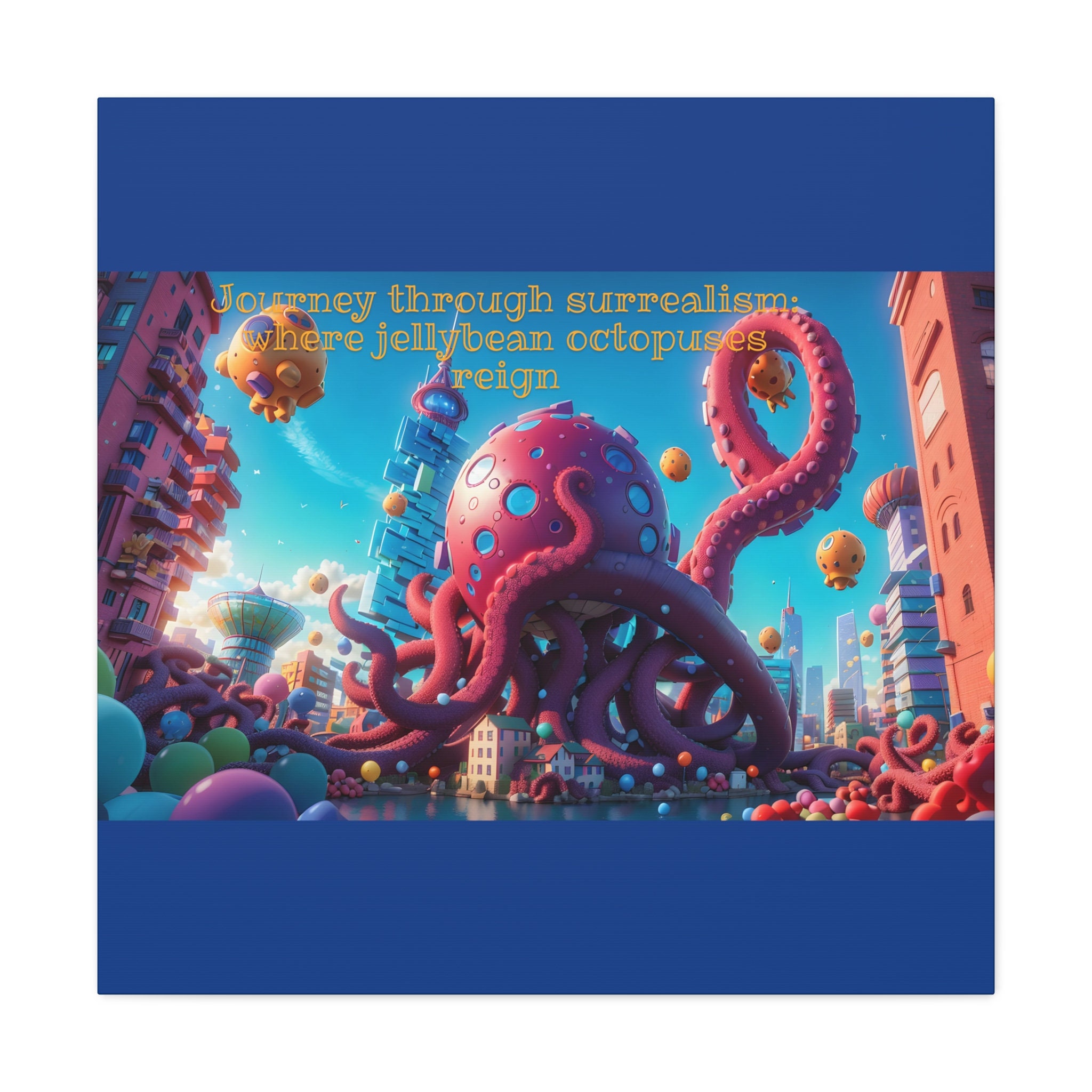 3D Jellybean Octopus Attack Surrealist Animation in Dali's Style, 8K