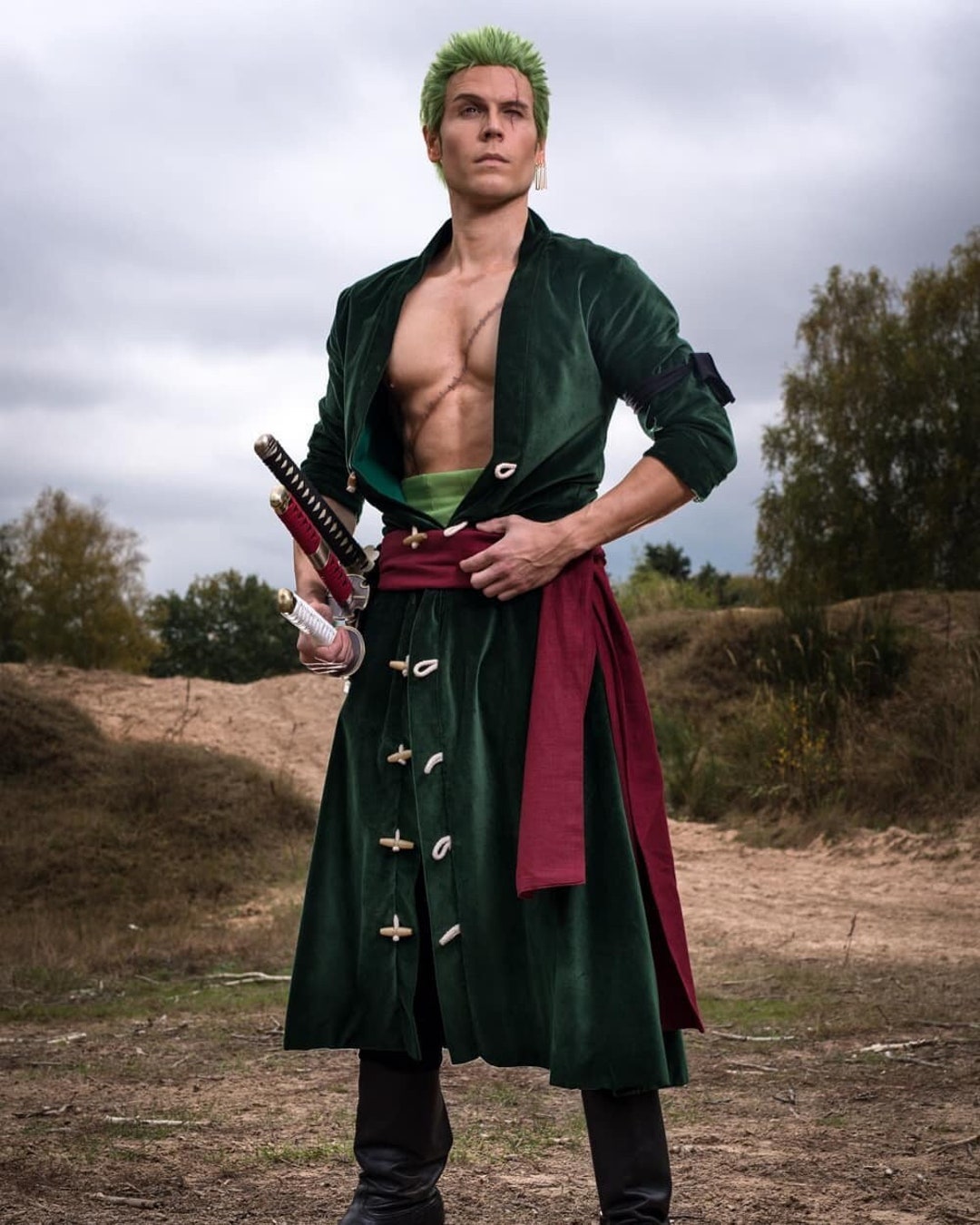 Roronoa Zoro Cosplay Costume, One Piece Pirate Swordsman Costume, Anime Samurai Outfit, Anime