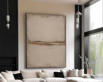 Minimalistische Kunst, Beige & Braune abstrakte Malerei, Skandinavische Wandkunst, minimalistische Wanddekoration, Wabi Sabi Art, Beige Wandkunst