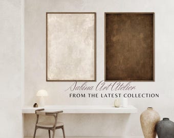 Neutral Modern Wall Art | Set of 2 Abstract Acrylic Paintings on Canvas | Minimalist Home & Office Decor | Hand-Painted Diptych