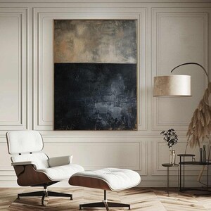 Skandinavische Wandkunst, Hellbraune Abstrakte Malerei, Schwarze Minimalistische Wanddekoration, Wabi Sabi Wandkunst, Schwarze Wandkunst