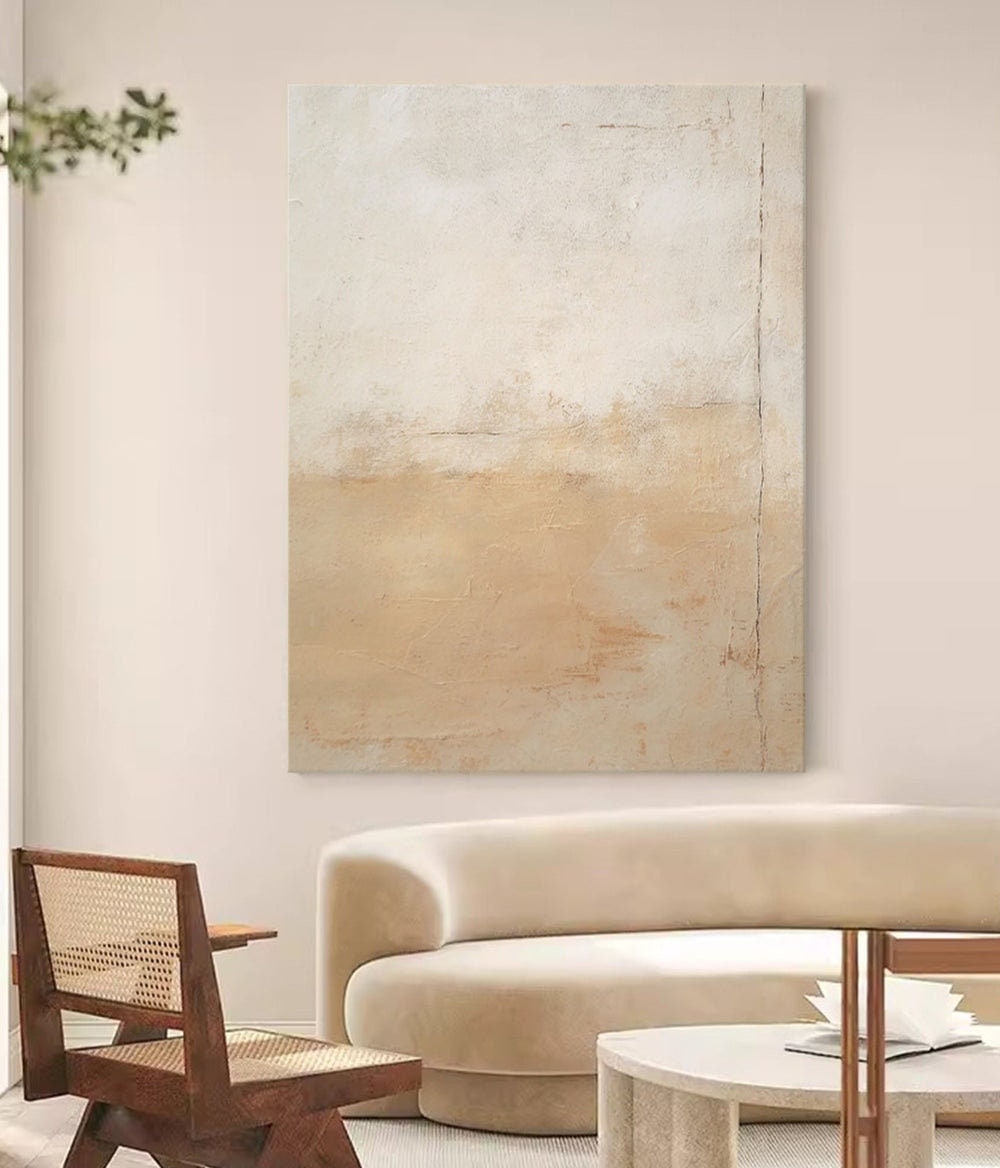 Minimalist Art, Beige & Brown Abstract Painting, Scandinavian Wall Art ...