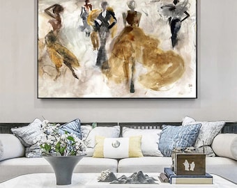 The dancers" Abstract Wall Art, Brown & Beige Painting, beige Minimalist Wall Decor, Wabi Sabi Wall Art, Modern art, Contemporary Wall art