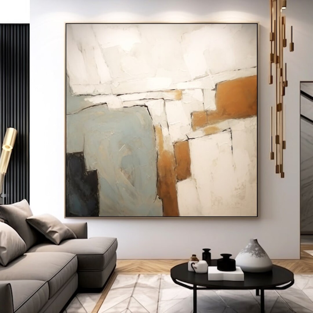 Abstract Minimalist Living Room Decor, Original Large Abstract Painting ...