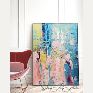 Colorful Abstract Painting, Original Acrylic Painting on Canvas, Modern Minimalist Art for Living Room
