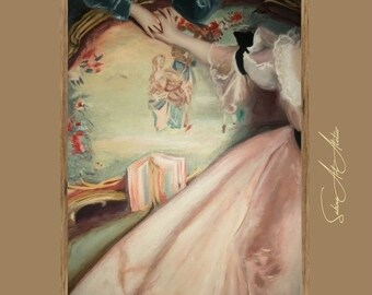 Original Classic Painting For Living Room, Valentine gift for her, mid century original art