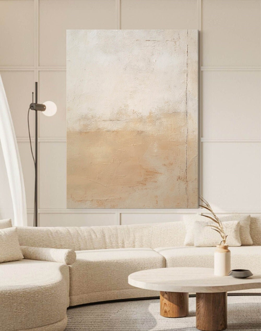 Minimalist Art, Beige & Brown Abstract Painting, Scandinavian Wall Art