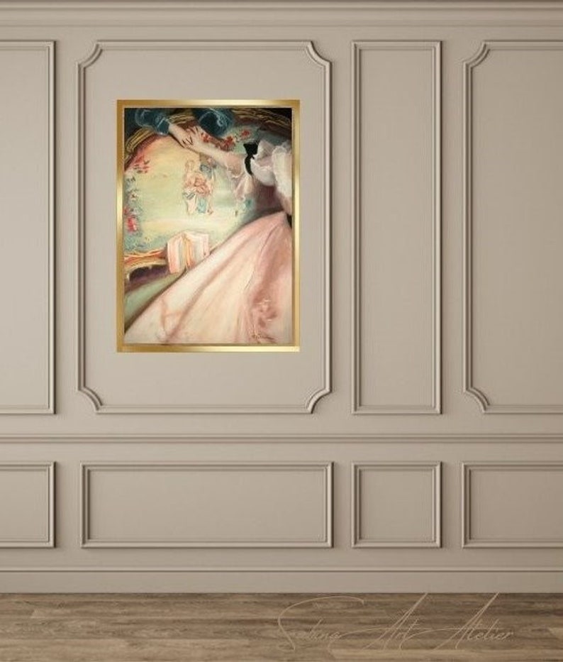 Original Classic Painting for Living Room, Valentine Gift for Her, Mid ...