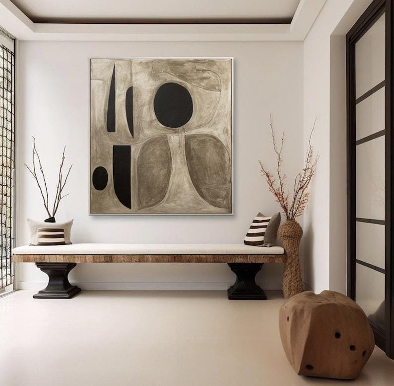 Minimalist Living Room Decor, Original Large Abstract painting, Wall Art neutral colors, Beige wall art, Wabi Sabi design for your Interiors