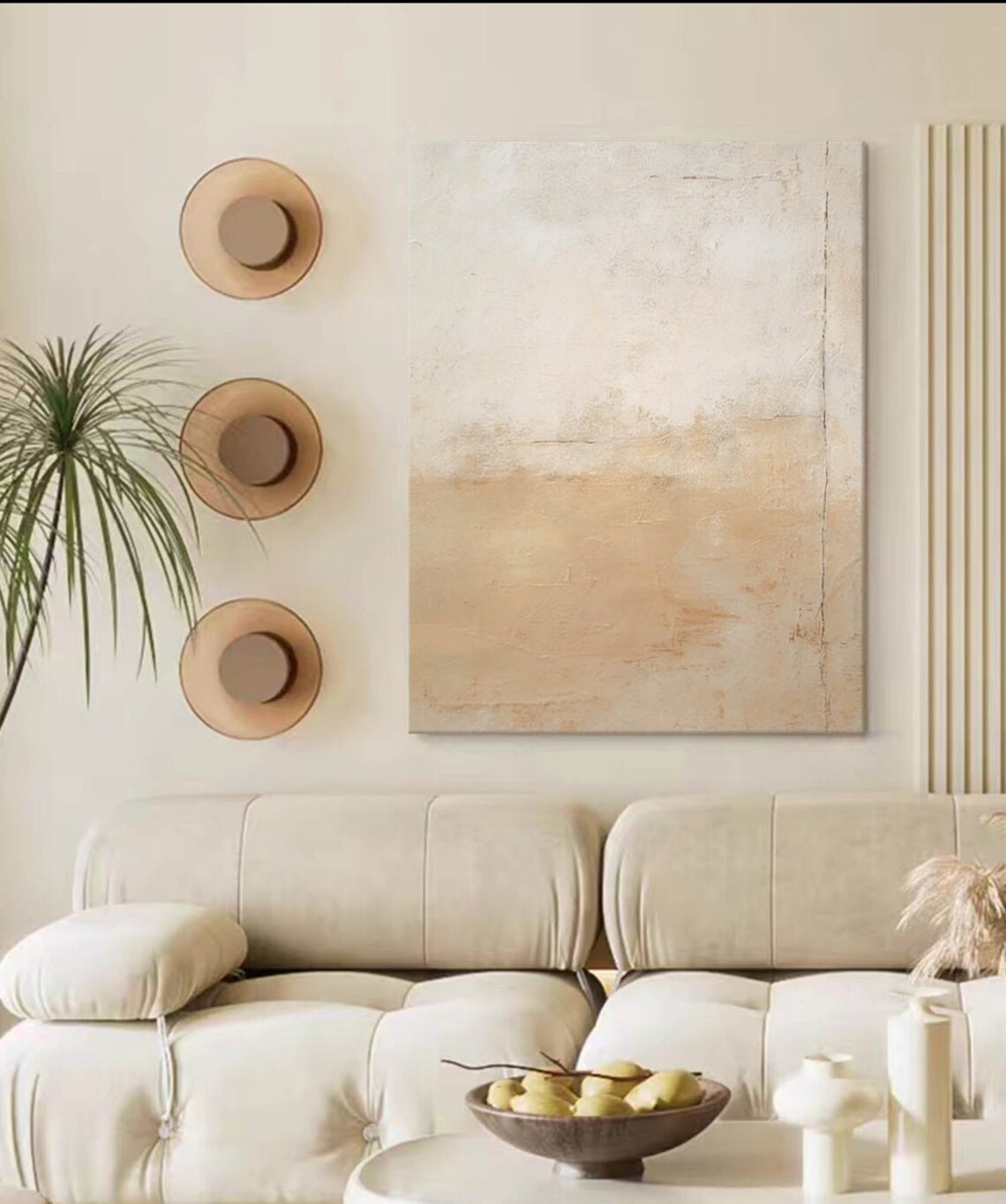 Minimalist Art, Beige & Brown Abstract Painting, Scandinavian Wall Art