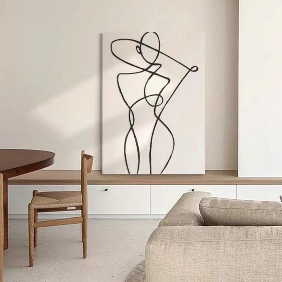 Woman Silhouette Wall Art, Black & White Abstract Painting, Black ...