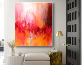 Colorful Abstract Painting, Original Acrylic Painting on Canvas, Modern Minimalist Art for Living Room